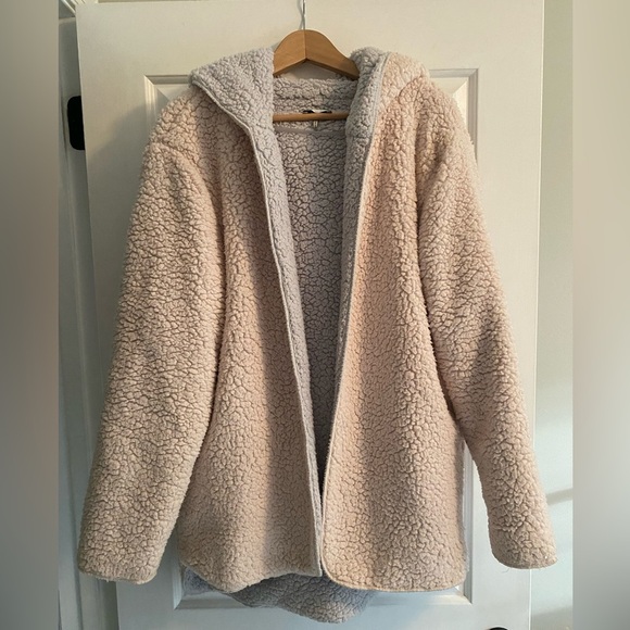 Urban Outfitters Sherpa Hooded Swing Coat Size M/L - Picture 1 of 7